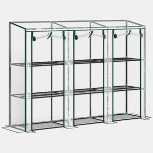 Outsunny Estufa Pequena Estufa de Exterior com Prateleiras de 3 Níveis Portas com Fecho de Correr e Estrutura de Aço Estufa para Cultivar Plantas Flores 215x46x151 cm Transparente