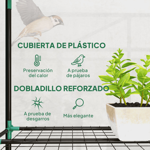 Outsunny Estufa Pequena Estufa de Exterior com Prateleiras de 3 Níveis Portas com Fecho de Correr e Estrutura de Aço Estufa para Cultivar Plantas Flores 215x46x151 cm Transparente