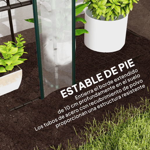 Outsunny Estufa Pequena Estufa de Exterior com Prateleiras de 3 Níveis Portas com Fecho de Correr e Estrutura de Aço Estufa para Cultivar Plantas Flores 215x46x151 cm Transparente