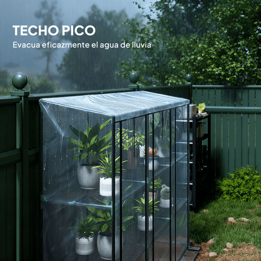Outsunny Estufa Pequena Estufa de Exterior com Prateleiras de 3 Níveis Portas com Fecho de Correr e Estrutura de Aço Estufa para Cultivar Plantas Flores 215x46x151 cm Transparente