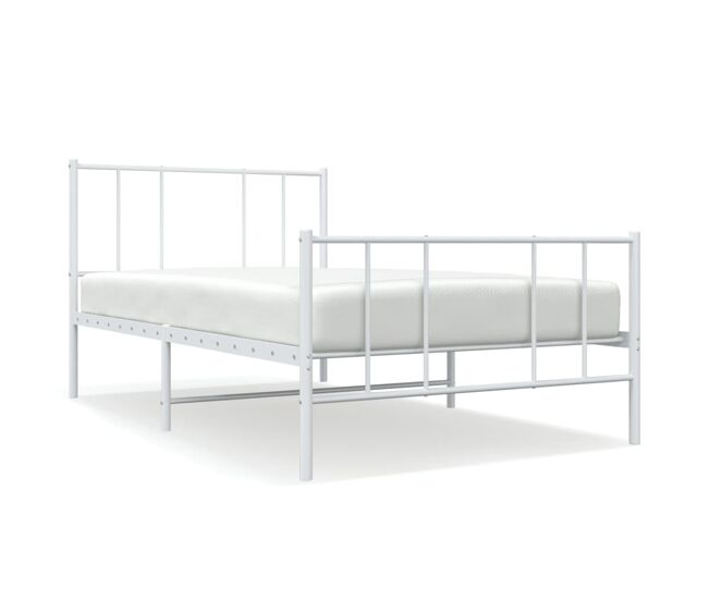 Estructura cama metal con cabecero y pie cama blanca 80x200 cm con cabecero y pie de cama
