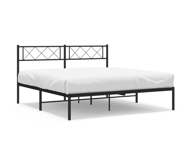 Estructura de cama con cabecero metal negro 135x190 cm con cabecero