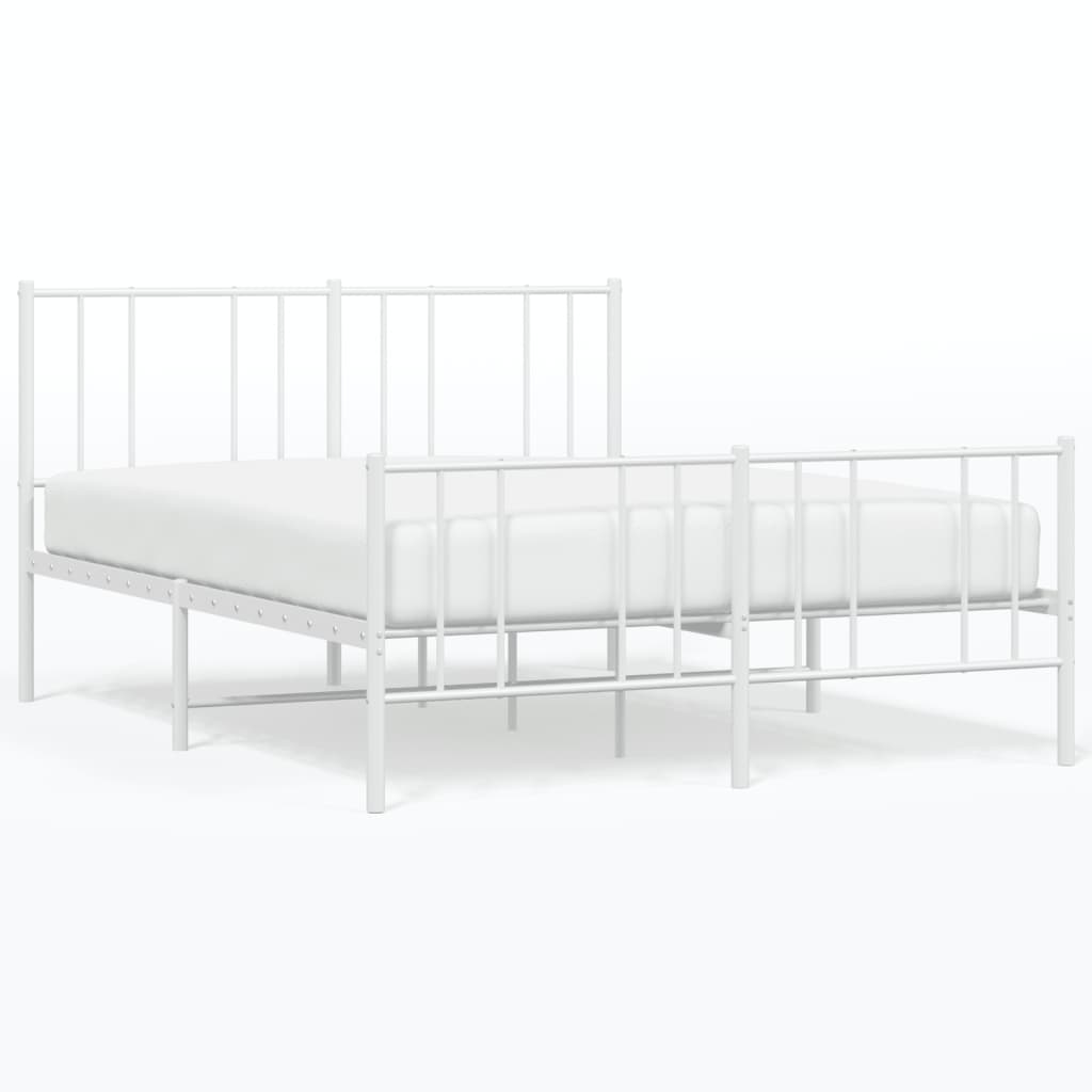 Estructura cama metal con cabecero y estribo blanco 135x190 cm con cabecero y pie de cama