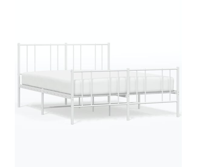 Estructura cama metal con cabecero y estribo blanco 135x190 cm con cabecero y pie de cama