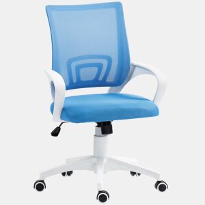 HOMCOM Cadeira de Escritório de Malha Cadeira de Escritório Giratória com Altura Ajustável Função Basculante e Apoio para os Braços Cadeira de Estúdio Carga 120 kg 57x55x89-109 cm Azul