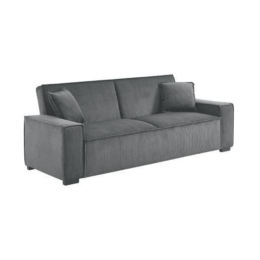 Sofá-cama em tecido veludo canelado grosso de 3 lugares, Feel veludo canelado, Cinza escuro, 231x96.5x80 cm