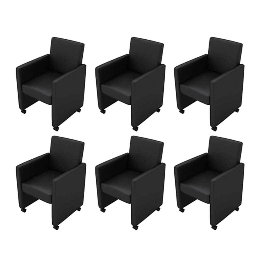 Vidaxl sillas de comedor 6 unidades cuero sintético negro