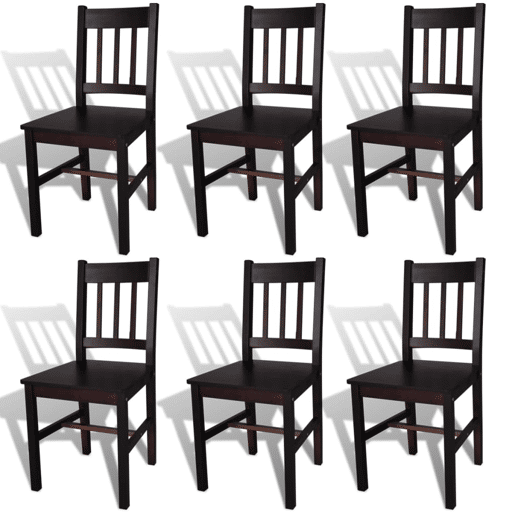 Conjunto de 6 cadeiras castanhas de madeira para jantar