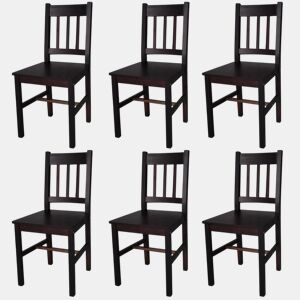 Conjunto de 6 cadeiras castanhas de madeira para jantar