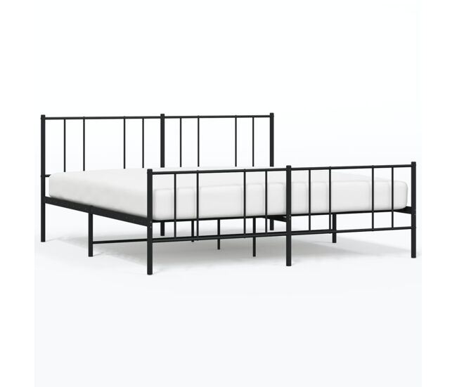 Estructura de cama cabecero y pie de cama metal negro 180x200cm con cabecero y pie de cama