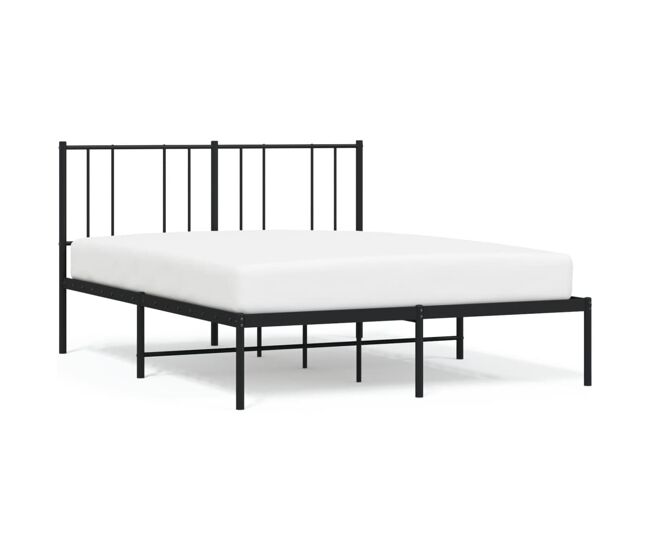 Estructura de cama con cabecero metal negro 140x190 cm con cabecero