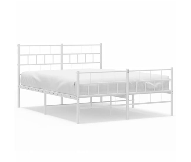 Estructura cama metal cabecero y pie de cama blanco 140x190 cm con cabecero y pie de cama