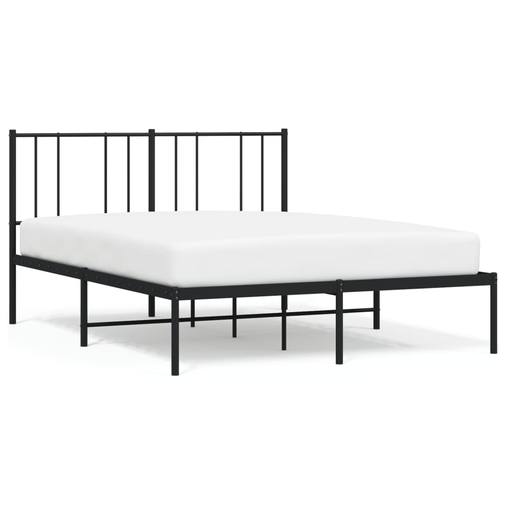Estructura de cama con cabecero metal negro 135x190 cm con cabecero