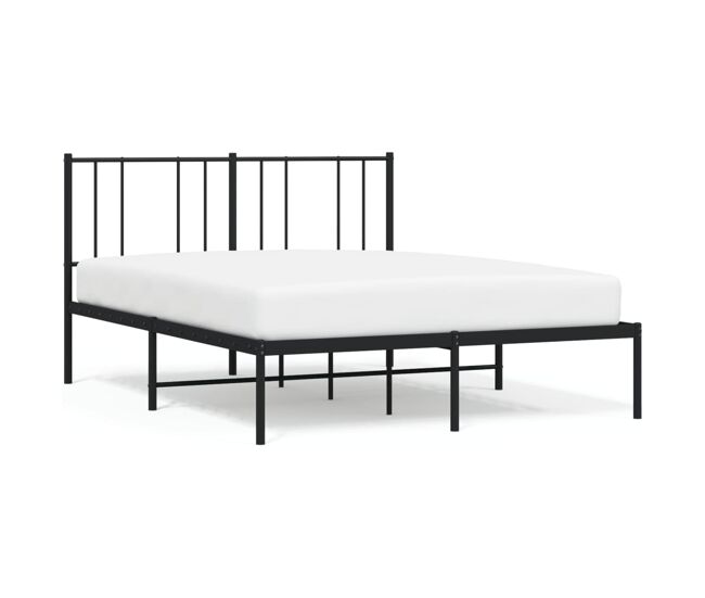 Estructura de cama con cabecero metal negro 135x190 cm con cabecero