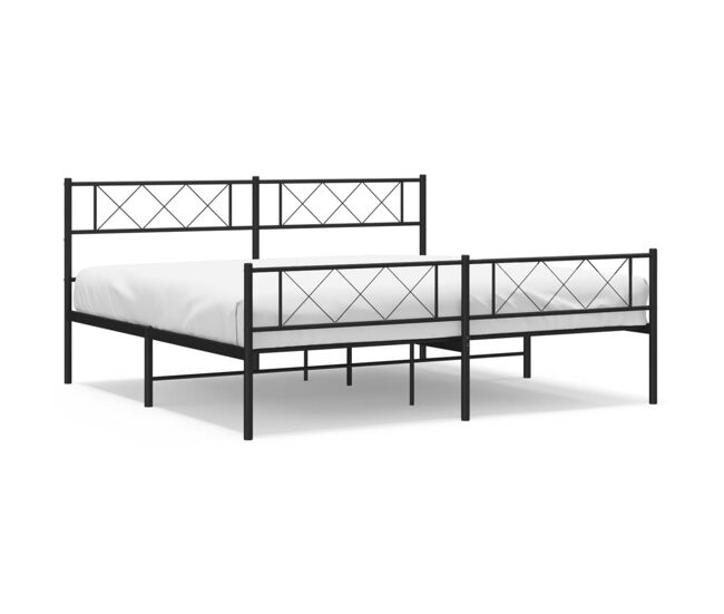 Estructura de cama cabecero y pie de cama metal negro 193x203cm con cabecero y pie de cama
