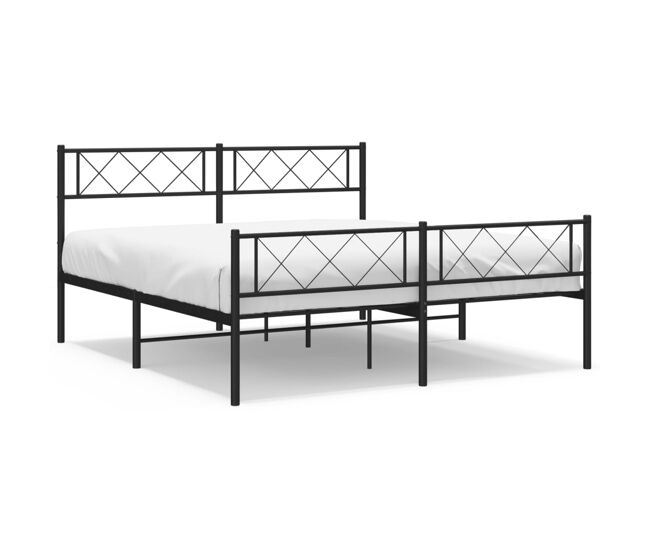 Estructura de cama cabecero y pie de cama metal negro 140x200cm con cabecero y pie de cama