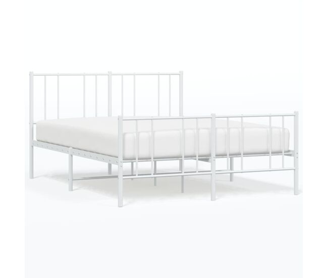 Estructura cama metal cabecero y pie de cama blanco 140x190 cm con cabecero y pie de cama