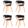 vidaXL Cadeiras jantar 4 pcs madeira curvada e couro artificial preto
