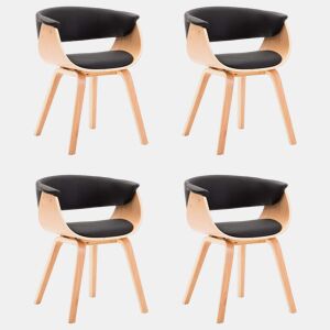 vidaXL Cadeiras jantar 4 pcs madeira curvada e couro artificial preto