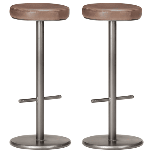 vidaXL Bancos de bar 2 pcs couro genuĂno envelhecido castanho vidaXL Bancos de bar 2 pcs couro genuĂno envelhecido castanho