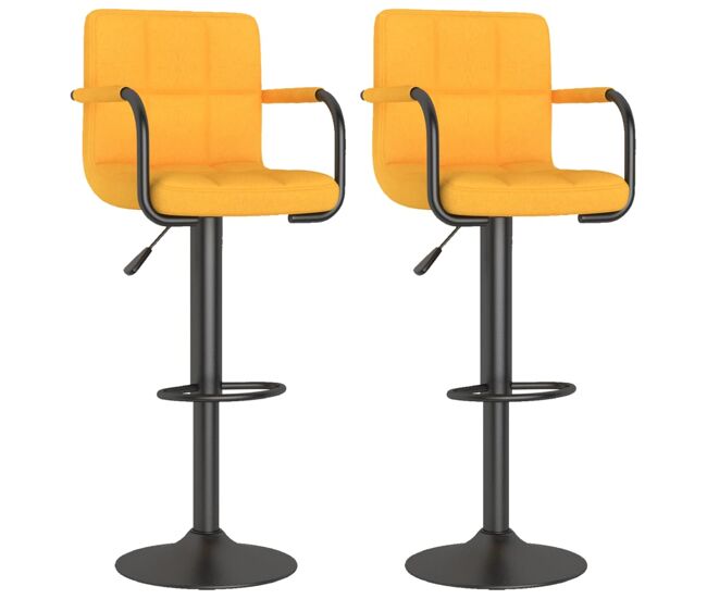 Vidaxl taburetes de cocina 2 unidades tela amarillo mostaza