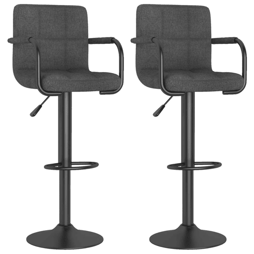 vidaXL Bancos de bar 2 pcs tecido cinzento-escuro vidaXL Bancos de bar 2 pcs tecido cinzento-escuro