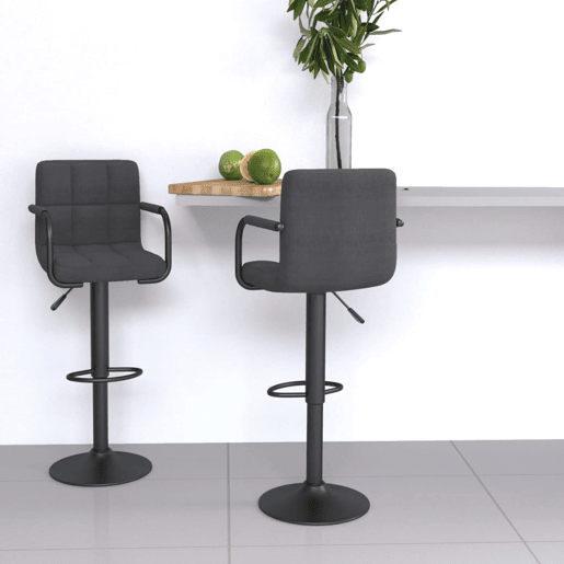 vidaXL Bancos de bar 2 pcs tecido cinzento-escuro vidaXL Bancos de bar 2 pcs tecido cinzento-escuro