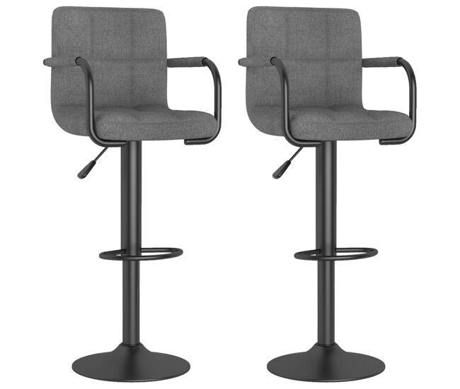 Vidaxl taburetes de cocina 2 unidades tela gris claro