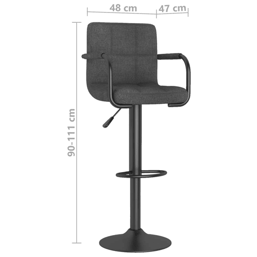 vidaXL Banco de bar tecido cinzento-escuro