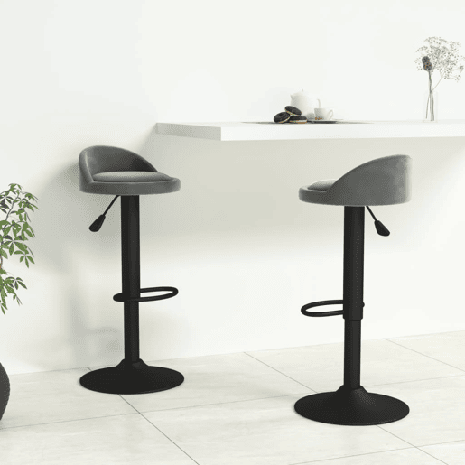 vidaXL Bancos de bar 2 pcs veludo cinzento-escuro vidaXL Bancos de bar 2 pcs veludo cinzento-escuro