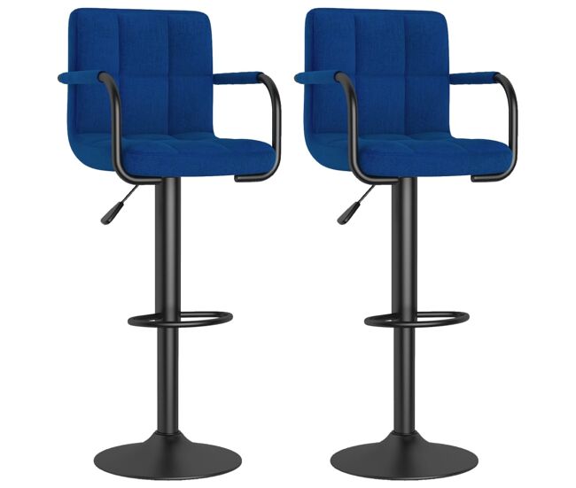Vidaxl taburetes de cocina 2 unidades tela azul