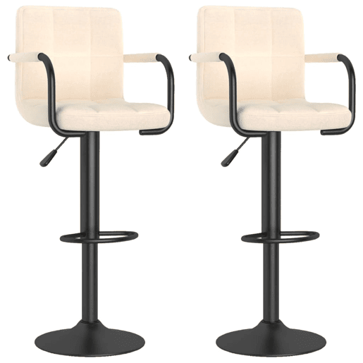 vidaXL Bancos de bar 2 pcs tecido cor creme vidaXL Bancos de bar 2 pcs tecido cor creme