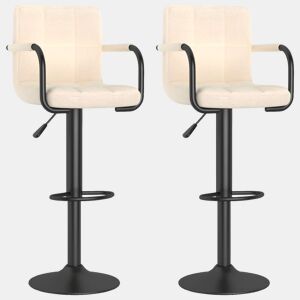 vidaXL Bancos de bar 2 pcs tecido cor creme