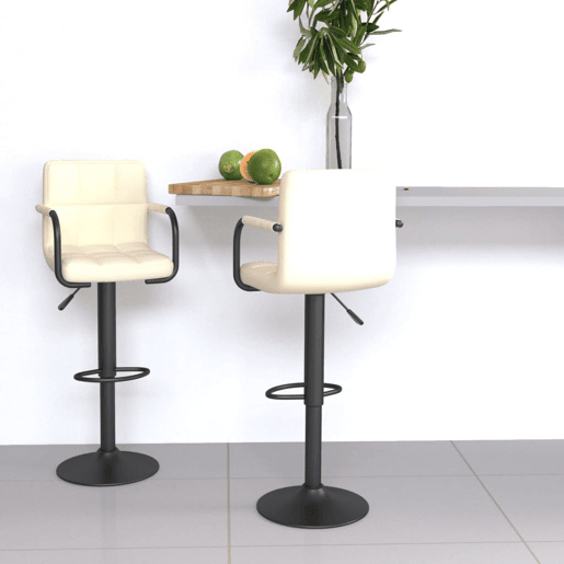 vidaXL Bancos de bar 2 pcs tecido cor creme vidaXL Bancos de bar 2 pcs tecido cor creme