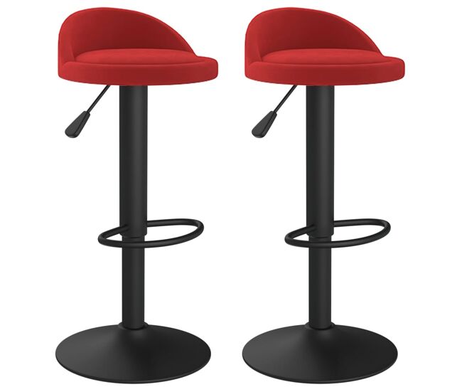 Vidaxl taburetes de cocina 2 unidades terciopelo rojo vino tinto