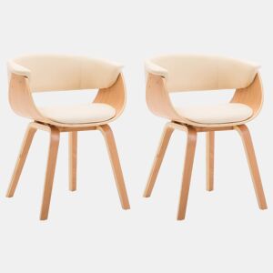 vidaXL Cadeiras jantar 2 pcs madeira curvada e couro artificial creme