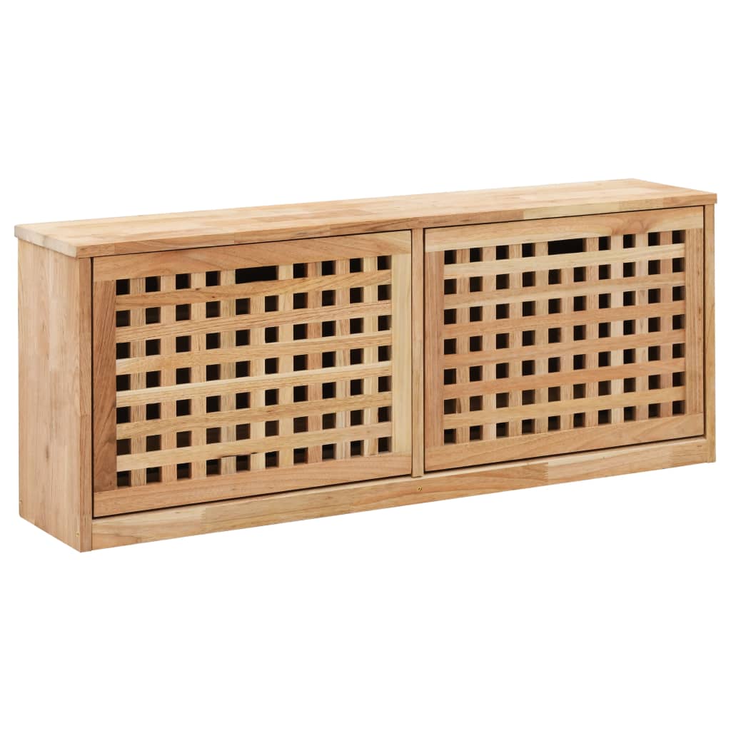 Vidaxl banco zapatero de madera maciza de nogal 94x20x38 cm
