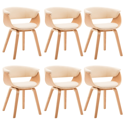 vidaXL Cadeiras jantar 6 pcs madeira curvada e couro artificial creme vidaXL Cadeiras jantar 6 pcs madeira curvada e couro artificial creme