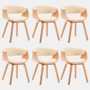 vidaXL Cadeiras jantar 6 pcs madeira curvada e couro artificial creme