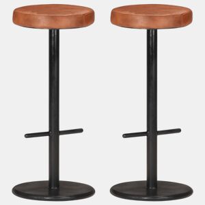 vidaXL Bancos de bar 2 pcs couro genuíno castanho