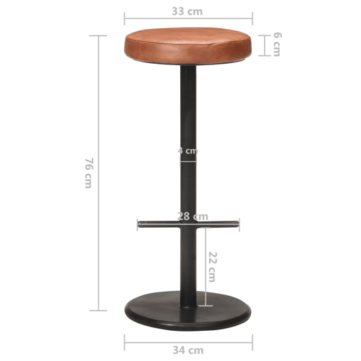 vidaXL Bancos de bar 2 pcs couro genuĂno castanho vidaXL Bancos de bar 2 pcs couro genuĂno castanho