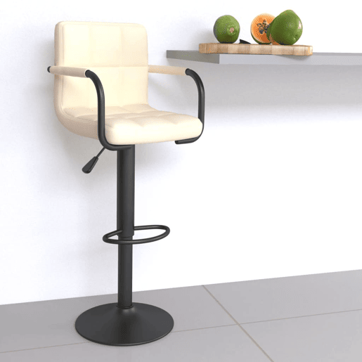 vidaXL Banco de bar tecido cor creme