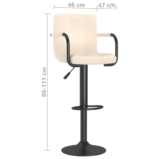 vidaXL Banco de bar tecido cor creme