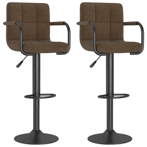 vidaXL Bancos de bar 2 pcs tecido castanho