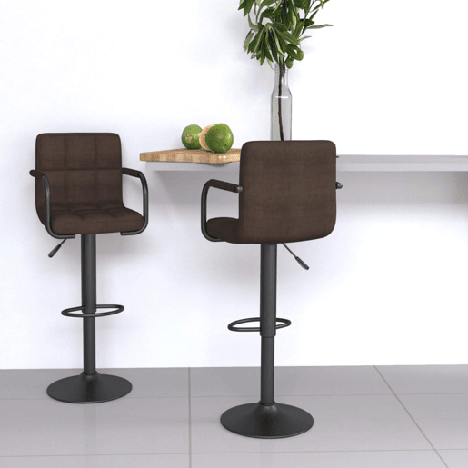 vidaXL Bancos de bar 2 pcs tecido castanho