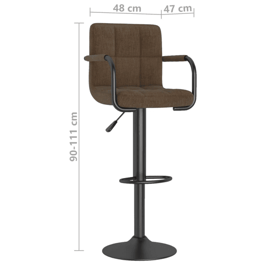 vidaXL Bancos de bar 2 pcs tecido castanho