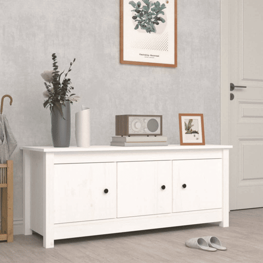 vidaXL Sapateira 110x38x45,5 cm pinho maciço branco vidaXL Sapateira 110x38x45,5 cm pinho maciço branco