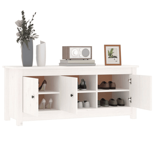vidaXL Sapateira 110x38x45,5 cm pinho maciço branco vidaXL Sapateira 110x38x45,5 cm pinho maciço branco