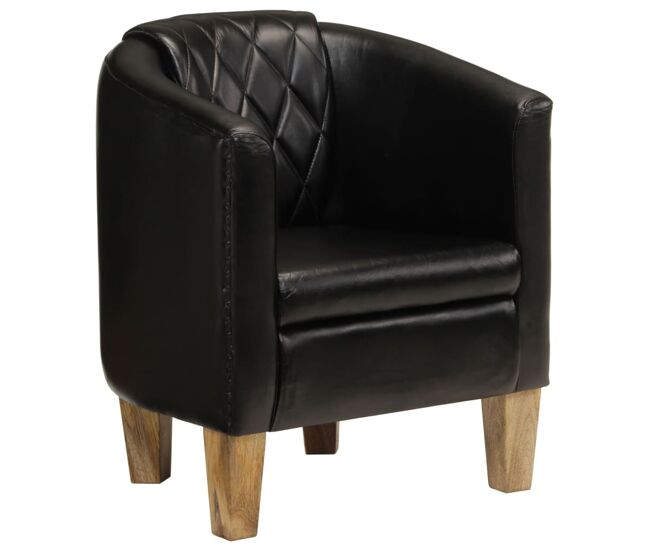 Vidaxl sillón butaca de cuero auténtico negro