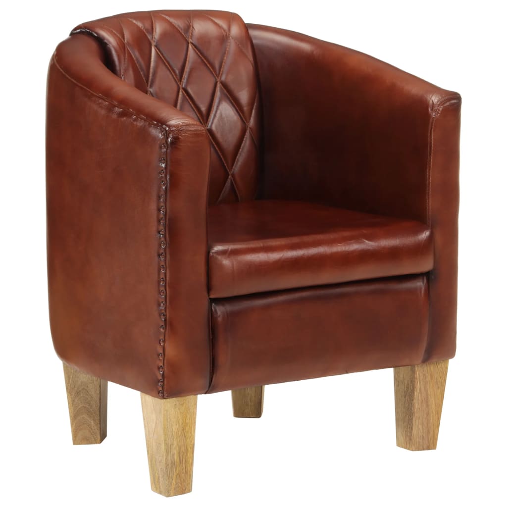 Vidaxl sillón butaca de cuero auténtico marrón